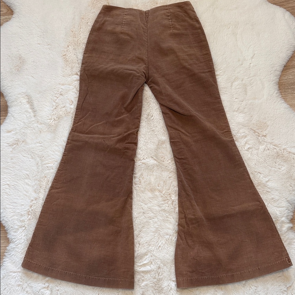 Super Groovy Authentic Vintage 70s Hippie Boho Tan Corduroy Wideleg Flares - Picture 12 of 16